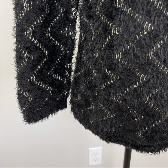 Chicos Black gold Metallic zig zag fuzzy sweater 0 - Picture 8 of 15